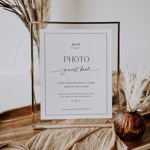 Photo Guest Book Sign, Wedding Guest Book Sign Template, Photo Guestbook Printable, Classic Wedding Guestbook Sign, Editable - EJ08
