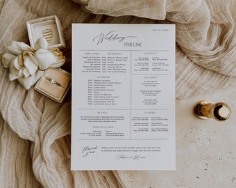 Wedding Day Timeline Template, Wedding Party Timeline, Printable Wedding Day Schedule, Bridal Party Timeline, Digital Wedding Itinerary EJ22