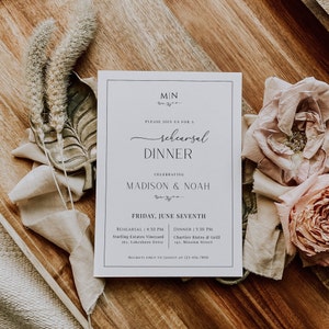 Rehearsal Dinner Invitation Monogram, Classic Wedding Rehearsal Dinner Invite, Editable Rehearsal Dinner Invite, Printable Invitation - EJ08 image 7