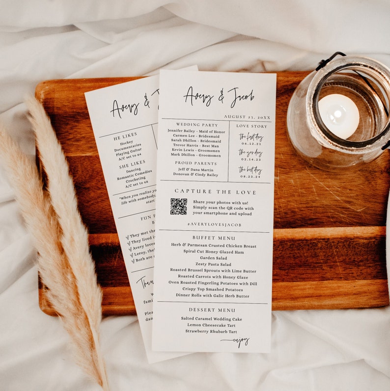 Fun Fact Wedding Template Fun Fact and Menu Napkin Note QR Etsy