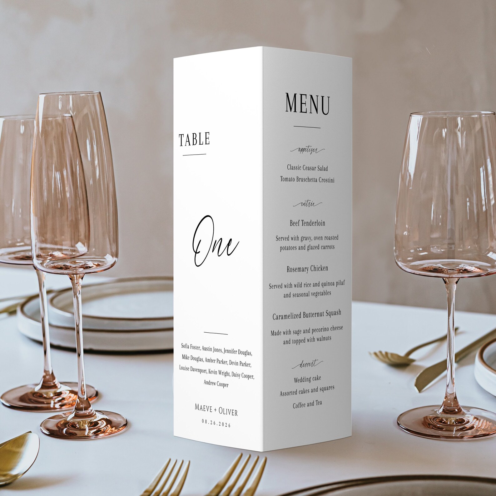 Wedding Triangle Table Number Template, Modern Trifold Table Menu ...