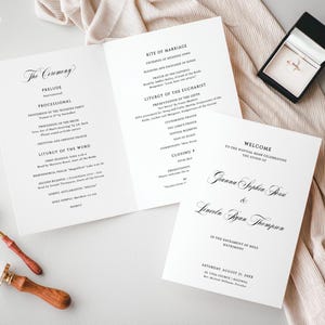 Catholic Wedding Program Template, Elegant Nuptial Mass Program, Editable Church Wedding Program, Wedding Program Booklet - EJ41