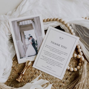 Monogramm Hochzeitsfoto Dankeskarte, Klassische Hochzeit Dankeskarte, Individuelle Dankeskarten Vorlage, Printable Danke Foto Karte - EJ08