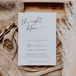 Minimal Rehearsal Dinner Invitation, The Night Before Rehearsal Invite, Minimalist, Printable Rehearsal Invite, Editable Template - EJ07