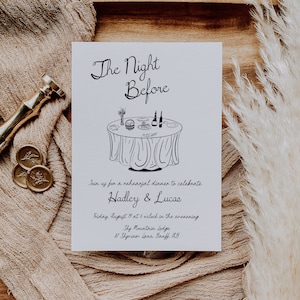 Whimsical Rehearsal Dinner Invitation, The Night Before Rehearsal Dinner Invite Template, Hand Drawn Invitation, Digital Invite - EJ32