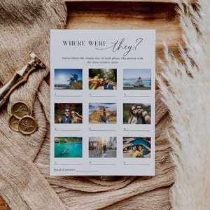 Where Were They Photo Game,  Minimalist Bridal Shower Game, Guess The Location Game, Couples Shower Game, Couples Photo Game - EJ07