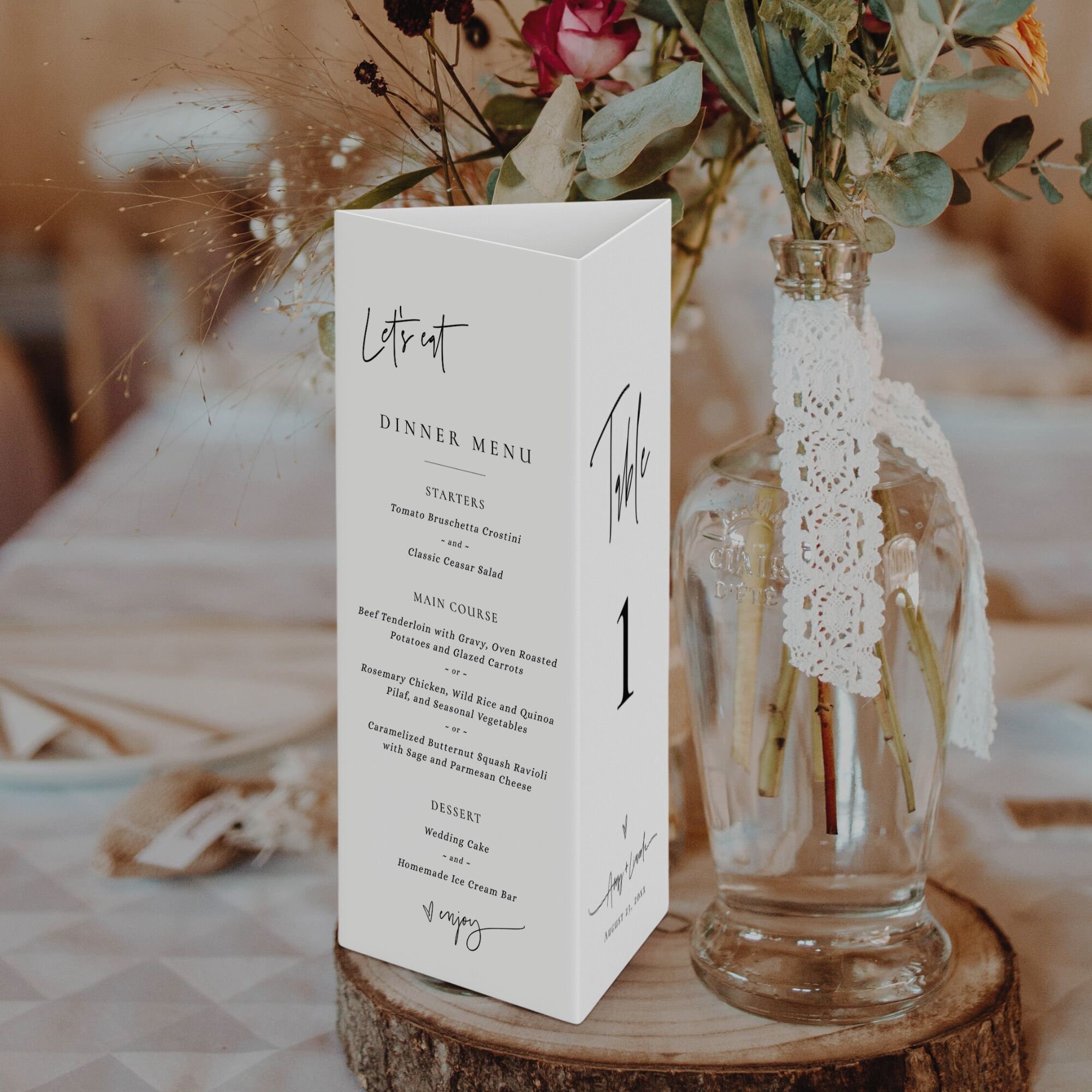 Tri-fold Wedding Table Number Template, Trifold Table Number & Menu ...