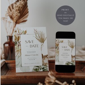 Boho Wedding Save The Date Template, Photo Save The Date, Printable Save Date Card, Editable, Digital Save The Date, Bohemian Floral EJ06 image 7