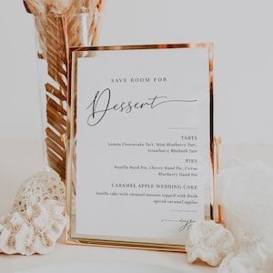 Minimalistisches Hochzeitsdessert-Schild, Hochzeitsdesserttischschild, druckbares Dessertmenüschild, bearbeitbare Vorlage - EJ03