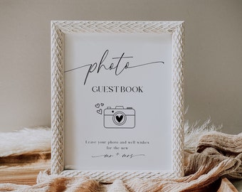 Photo Guest Book Sign Wedding Guest Book Sign Template Printable Reception Sign Editable Guest Book Table Sign Minimal Wedding Sign - EJ07