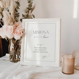 Minimalist Mimosa Bar Sign, Bridal Shower Mimosa Bar Sign, Mimosa Bar Sign, Wedding Mimosa Bar Sign Template, Editable Mimosa Sign - EJ08