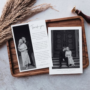 Hochzeitsfoto-Dankeschön-Kartenvorlage, minimalistisches Dankeschön, druckbares Foto-Dankeschön, modernes minimalistisches, bearbeitbares Dankeschön - EJ21