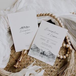 Rustikale Hochzeitseinladung, Berghochzeit einladen, Hochzeit im Freien, bearbeitbare Vorlage, druckbare Einladung, sofortiger Download - EJ13