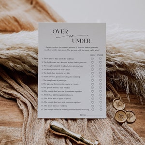 Over or Under Bridal Shower Game, Minimalist Bridal Shower Game, Over ...