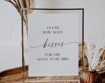 How Many Kisses Bridal Shower Game, Minimalist Bridal Shower Game, Hershey Kisses Game, Printable Shower Game, Editable Template - EJ07