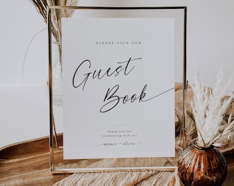 Segno del libro degli ospiti del matrimonio minimalista, firma il nostro modello di segno del libro degli ospiti, segno del libro degli ospiti modificabile e stampabile, matrimonio moderno - EJ02