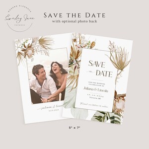 Boho Wedding Save The Date Template, Photo Save The Date, Printable Save Date Card, Editable, Digital Save The Date, Bohemian Floral EJ06 image 3