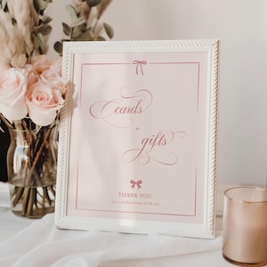 Letrero con forma de lazo para despedida de soltera y obsequios, letrero para mesa de obsequios imprimible, letrero para despedida de soltera con el mensaje "She's Tying the Knot", plantilla editable, letrero para mesa - EJ37