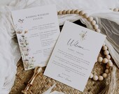 Wildflower Welcome Letter and Timeline, Printable Wedding Events Card, Welcome Bag Insert, Editable Welcome Note, Weekend Events - EJ10