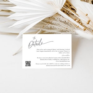 Minimalist Wedding Details Card Template, Details Card with QR Code, Editable, Printable Wedding Enclosure Card, Wedding Invite Insert EJ09 image 5