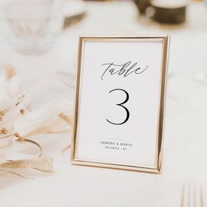 Modèle minimaliste de numéros de table de mariage, numéros de table imprimables, cartes de numéros de table de réception, numéros de table de mariage, modifiables - EJ22