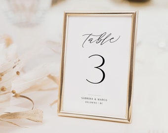 Minimalist Wedding Table Numbers Template, Printable Table Numbers, Reception Table Number Cards, Wedding Table Numbers, Editable  - EJ22