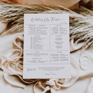Minimalist Wedding Day Timeline, Printable Wedding Party Schedule, Bridal Party Timeline, Wedding Itinerary, Editable Template, Modern EJ03 image 7