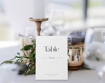 Minimalist Wedding Table Number, Modern Table Numbers, Printable, Reception Table Cards, Editable Template, Instant Download - EJ07