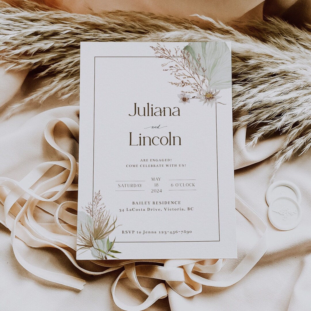 Boho Engagement Party Invitation Template Printable Etsy