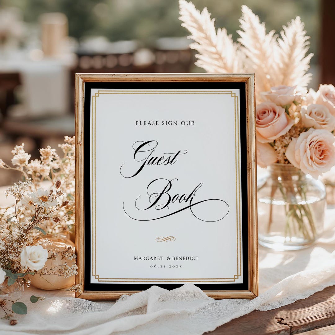 Old Money Guest Book Sign Template, Elegant Luxury Guestbook Sign ...
