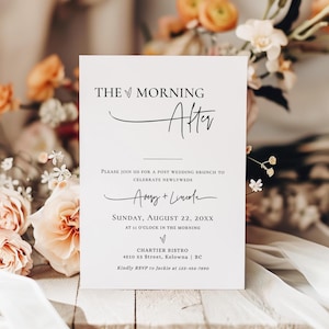 The Morning After Brunch Invitation, Post Wedding Brunch Invitation, Minimalist After Wedding Breakfast Invite, Editable Template - EJ21