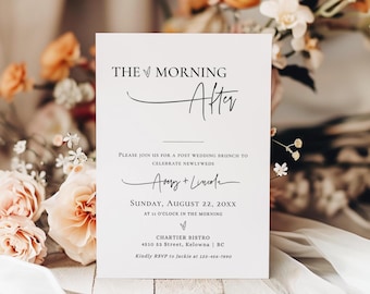 Convite para o Brunch Pós-Casamento, Convite Minimalista para Café da Manhã Após o Casamento, Modelo Editável - EJ21