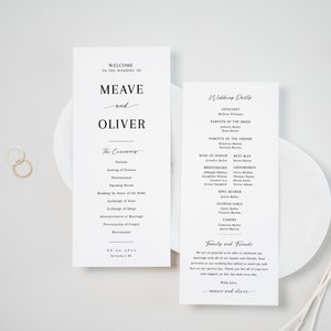 Minimalist Wedding Program Template, Modern Order Of Service, Ceremony Itinerary, Editable, Printable Program EJ02 image 5