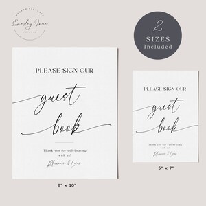 Modern Wedding Guest Book Sign, Simple Guestbook Sign Template, Printable, Please Sign Our Guest Book, Editable Guestbook Sign EJ07 image 4