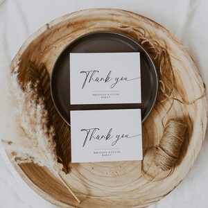 Modèle de carte de remerciement de mariage, carte de remerciement pliée minimaliste, téléchargement immédiat, remerciement simple, imprimable, modifiable - EJ07