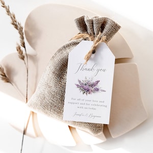Wedding Favor Tag Template, Lilac Wedding Favor Tag, Printable Favor Tag, Editable Template, Thank You Gift Tag, Shower Favor Tag - EJ04