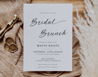 Bridal Shower Brunch Invitation, Minimalist Bridal Shower Invite, Digital Shower Invitation, Printable Shower, Editable Template - EJ02