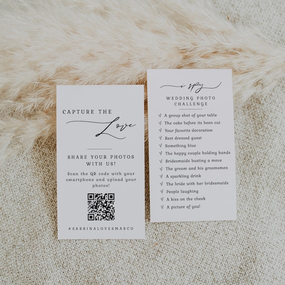 Capture the Love Wedding QR Code Card, Wedding Photo Card, QR Code Wedding Card, I Spy Wedding Photo Game, Printable Share the Love - EJ22