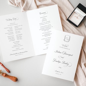 Church Wedding Ceremony Program, Catholic Wedding Program Booklet, Monogram Wedding Program, Folded Wedding Program, Order of Service - EJ34