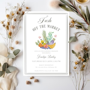 Fresh off the Market Bridal Shower Invitation, Farmer&#39;s Market Bridal Shower, She&#39;s off the Market Bridal Shower Invite Template - EJ39