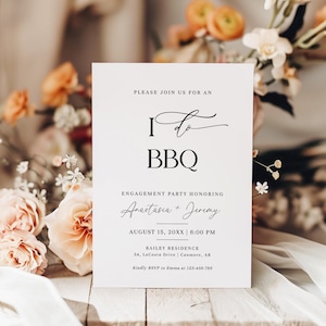 I Do BBQ Invitation Template, Engagement Party Invitation, Couples Shower Invite, Editable, Printable, Minimalist Wedding, Digital - EJ03