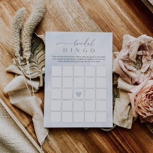 Juego de bingo para novias, juego de despedida de soltera Cloud Nine, juego de bingo imprimible, plantilla editable, bingo de regalo para despedida de soltera, tarjeta de bingo para novias hecha a mano - EJ24