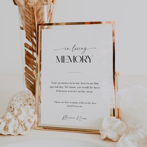 Wedding Memorial Sign, Minimalist In Loving Memory Sign, Heaven Memorial Sign, Printable, Editable Template, Memory Table Sign - EJ07