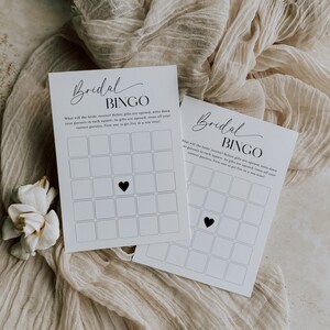 Bridal Bingo Game Template, Minimalist Bridal Shower, Printable Bingo ...