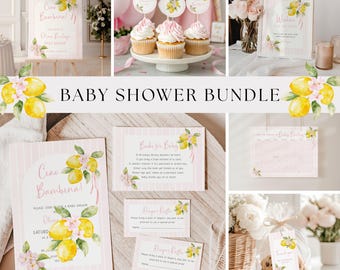 Ciao Bambina Baby Shower Bundle, Lemon Baby Shower Bundle, Printable Citrus Baby Shower Games, Editable Baby Shower Set Template - EJ51