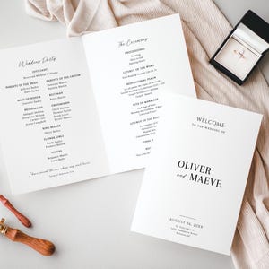 Catholic Church Wedding Program, Folded Wedding Program Template, Church Wedding Program, Minimalist Order of Ceremony Template - EJ02