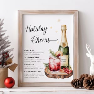 Christmas Bar Menu Template, Holiday Bar Sign, Christmas Party Drinks Sign, Editable Holiday Bar Menu, Printable Christmas Bar Menu - EJ25
