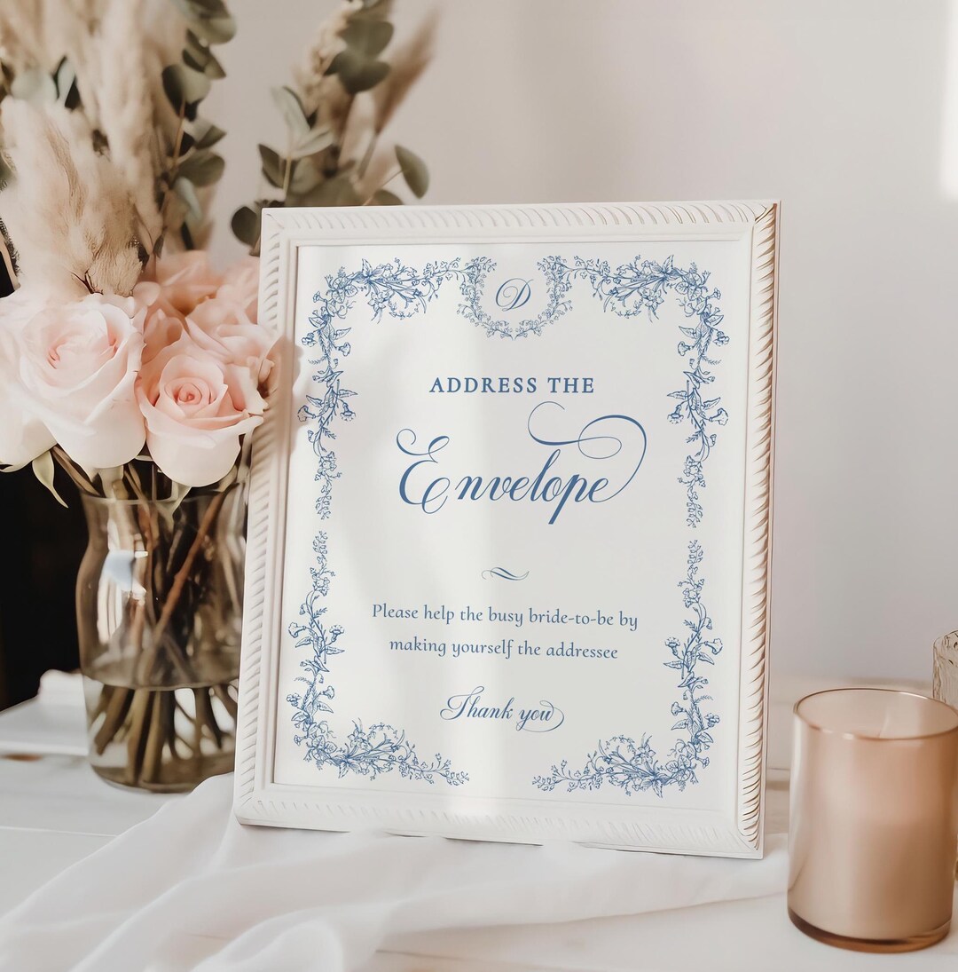 Dusty Blue Address the Envelope Sign, Bridal Shower Write Your Address ...