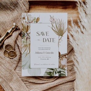 Boho Wedding Save The Date Template, Photo Save The Date, Printable Save Date Card, Editable, Digital Save The Date, Bohemian Floral EJ06 image 4