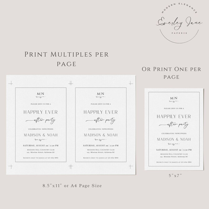 Single Multi Invitation Elopement After Party Invite, Happily Ever After Party Invite ...